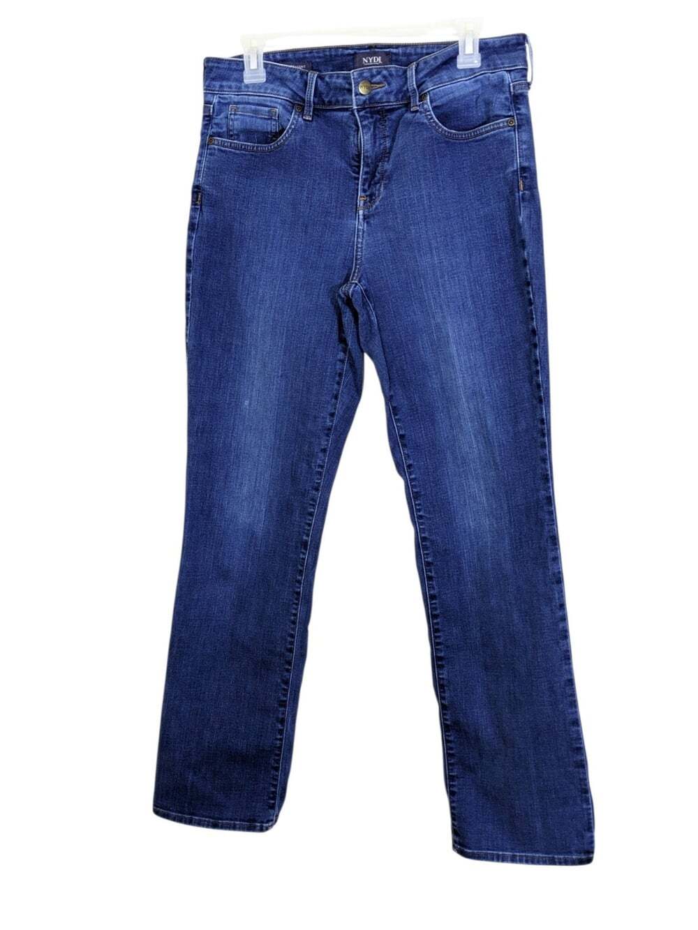 NYDJ High Rise Marilyn Straight Leg Jeans Lift Tuck Classic Fit Blue Medium Wash